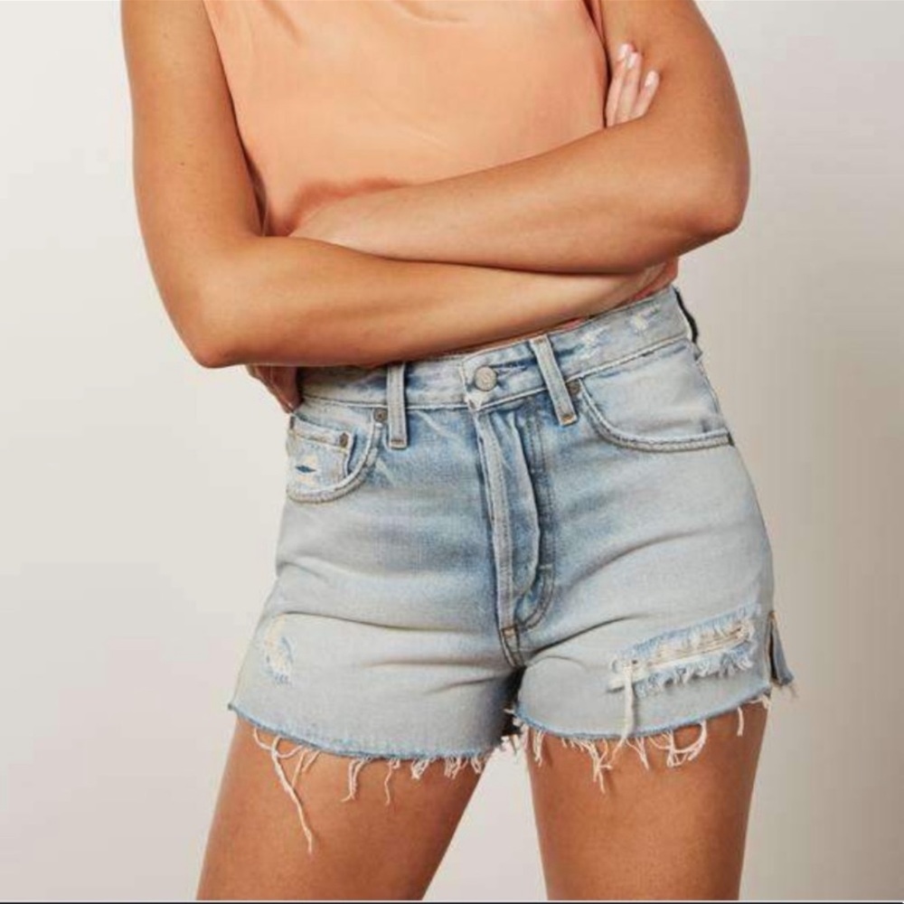 Boyish Cody Distressed Hi Rise Button Fly Jean Shorts Size 25